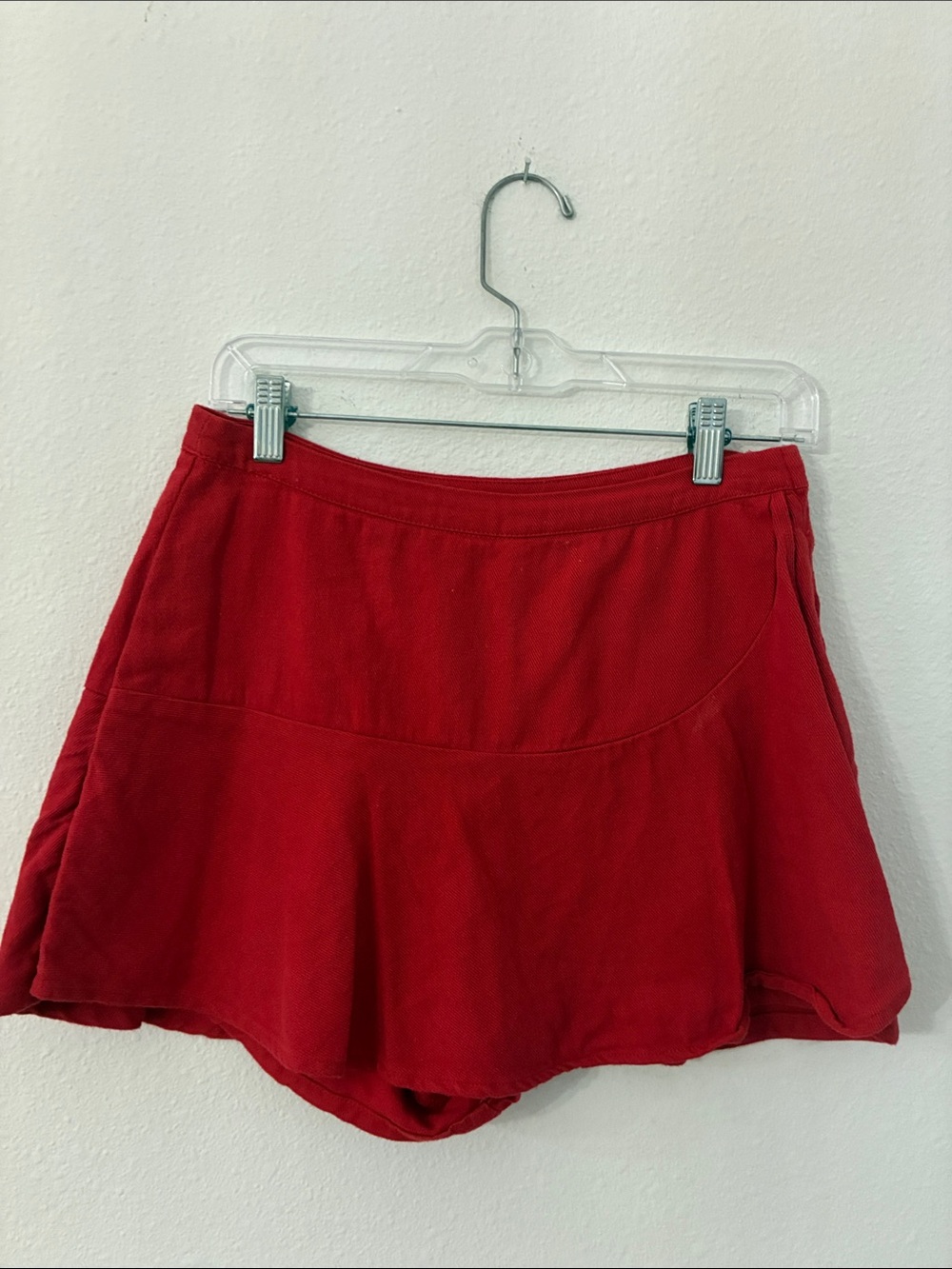 Active Red Flared Skort with Integrated Shorts
